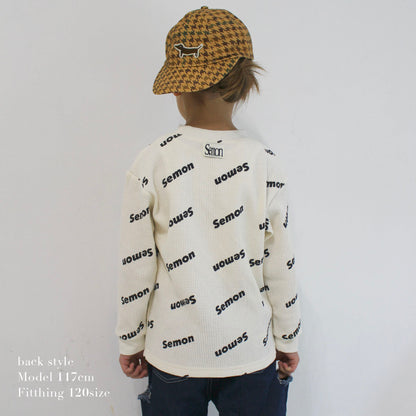 Waffle print long sleeve T-shirt