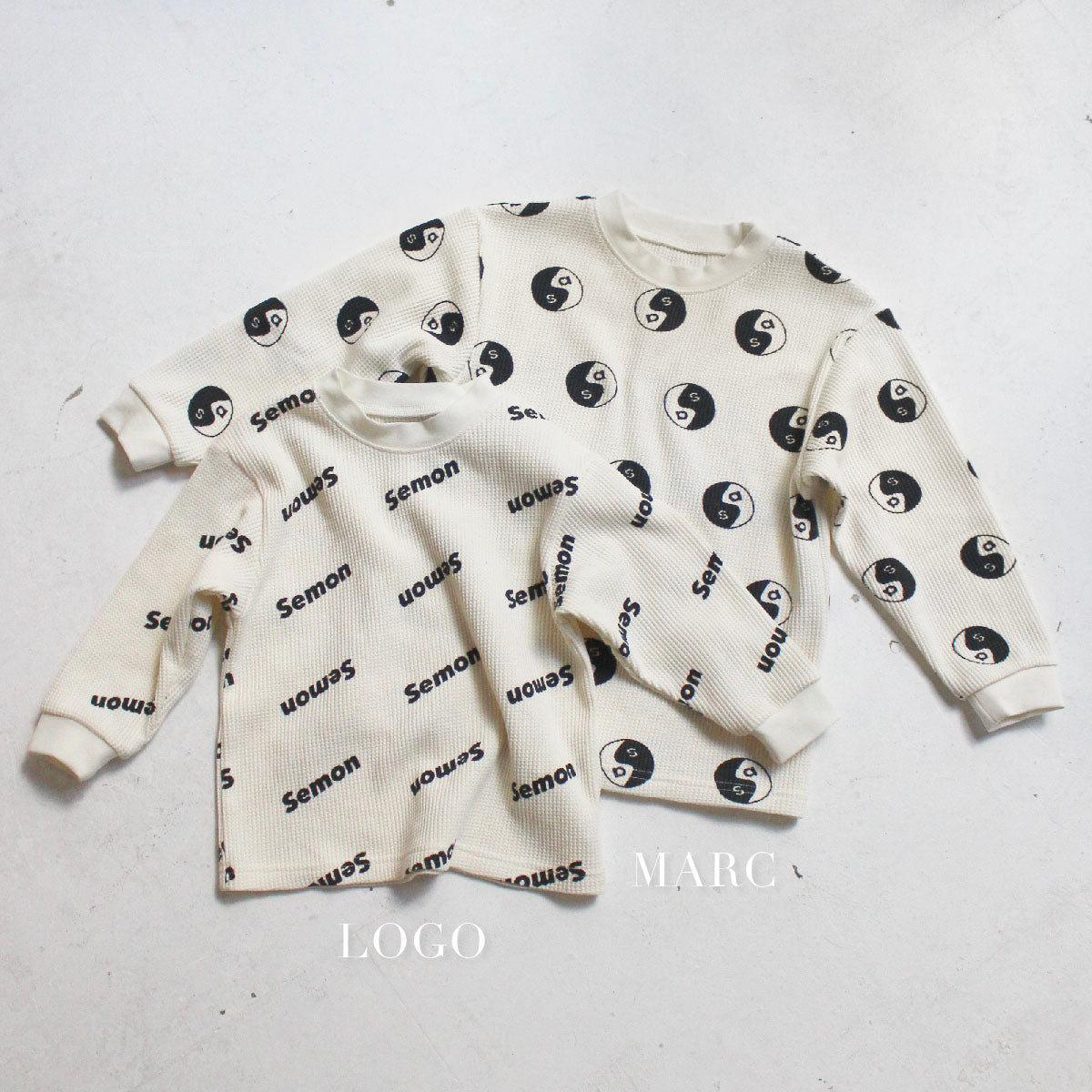 Waffle print long sleeve T-shirt