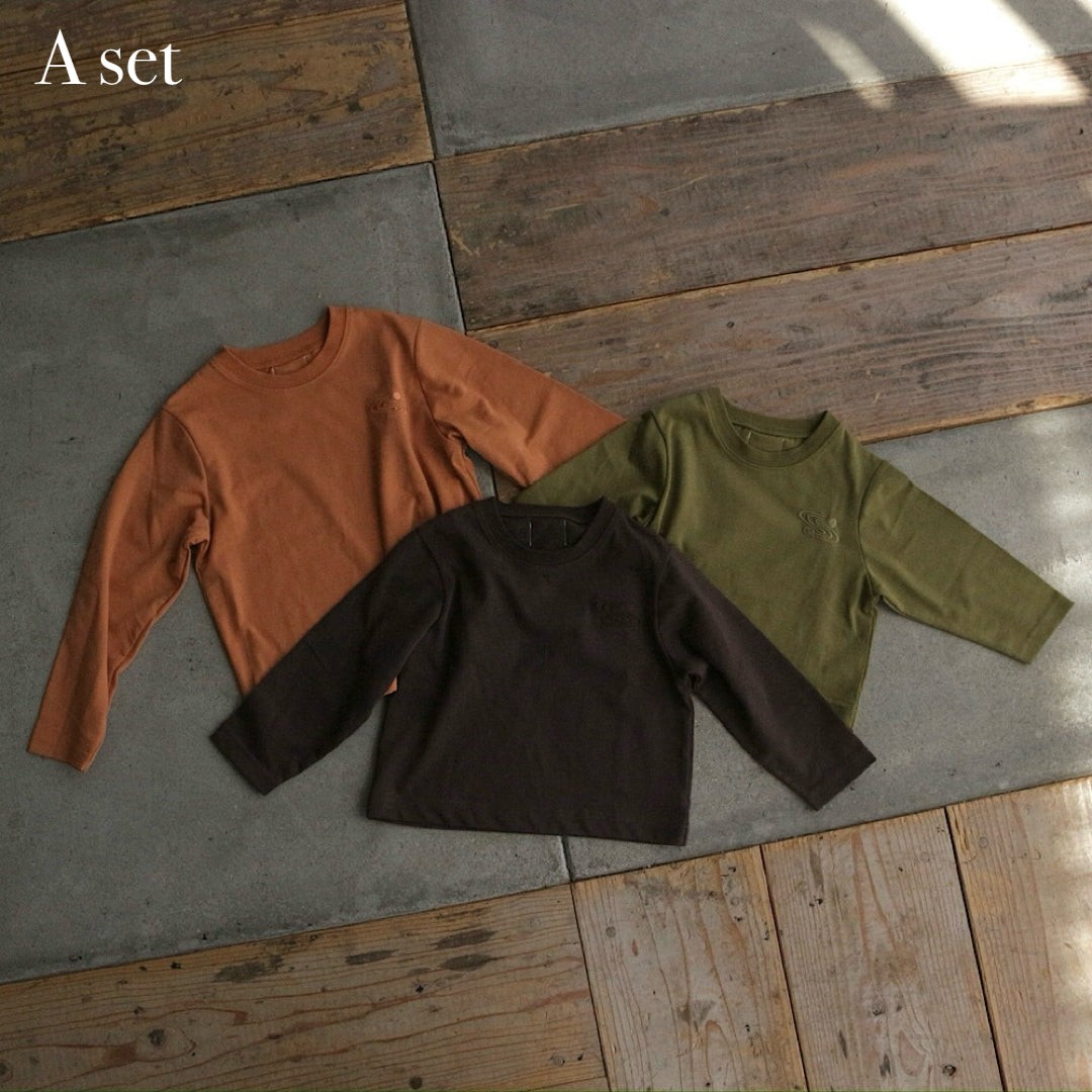 3SET SIMPLE LONG TSHIRT