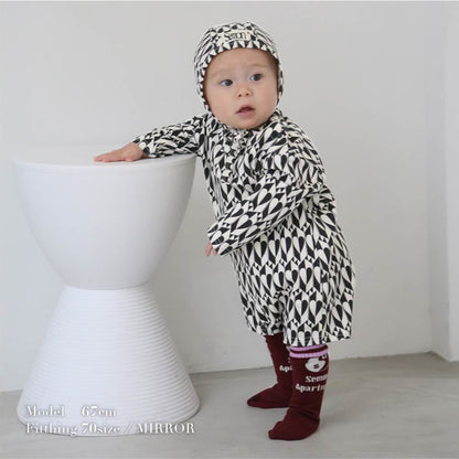 Pattern long sleeve rompers