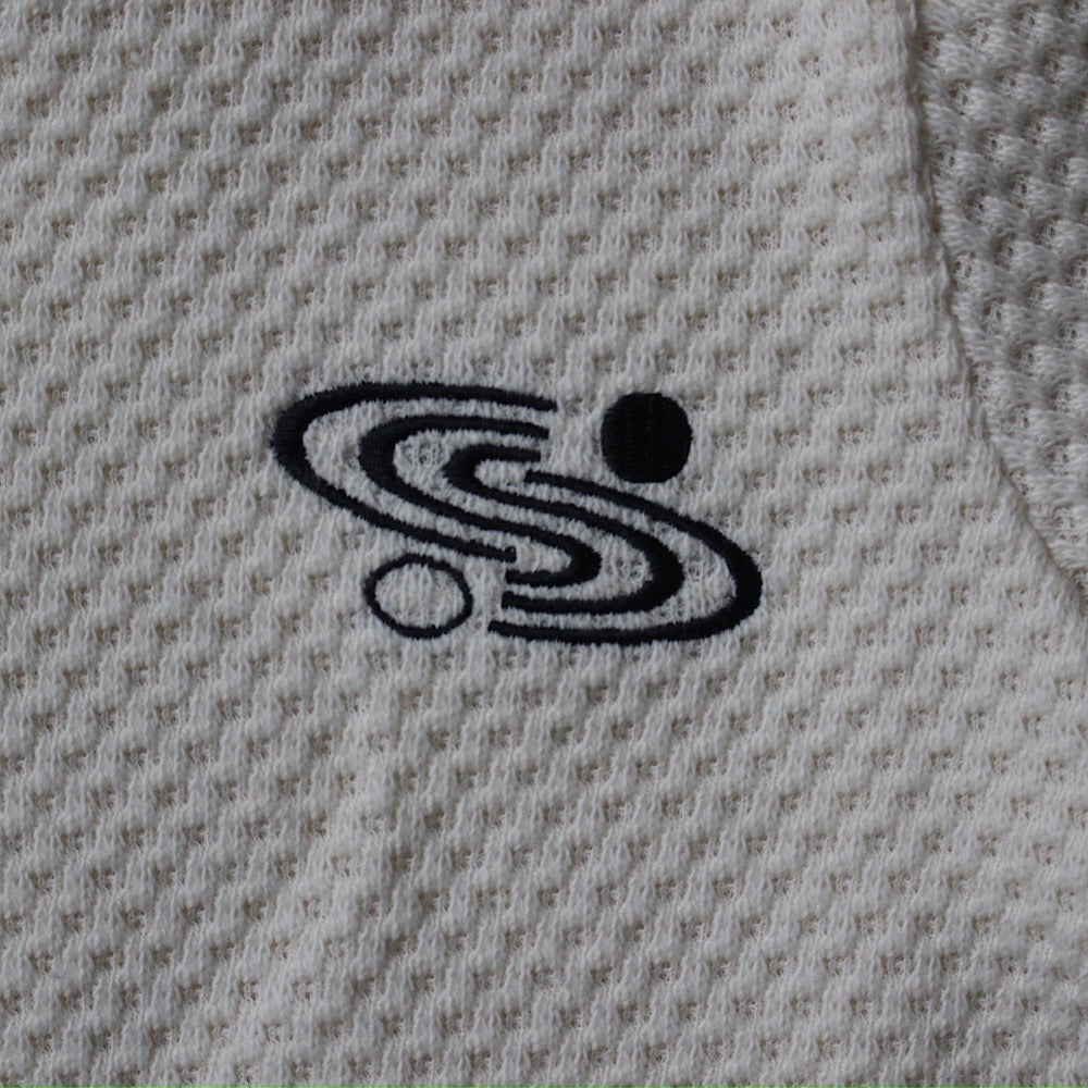 WAFFLE EMBROIDERED HALF SLEEVE TEE