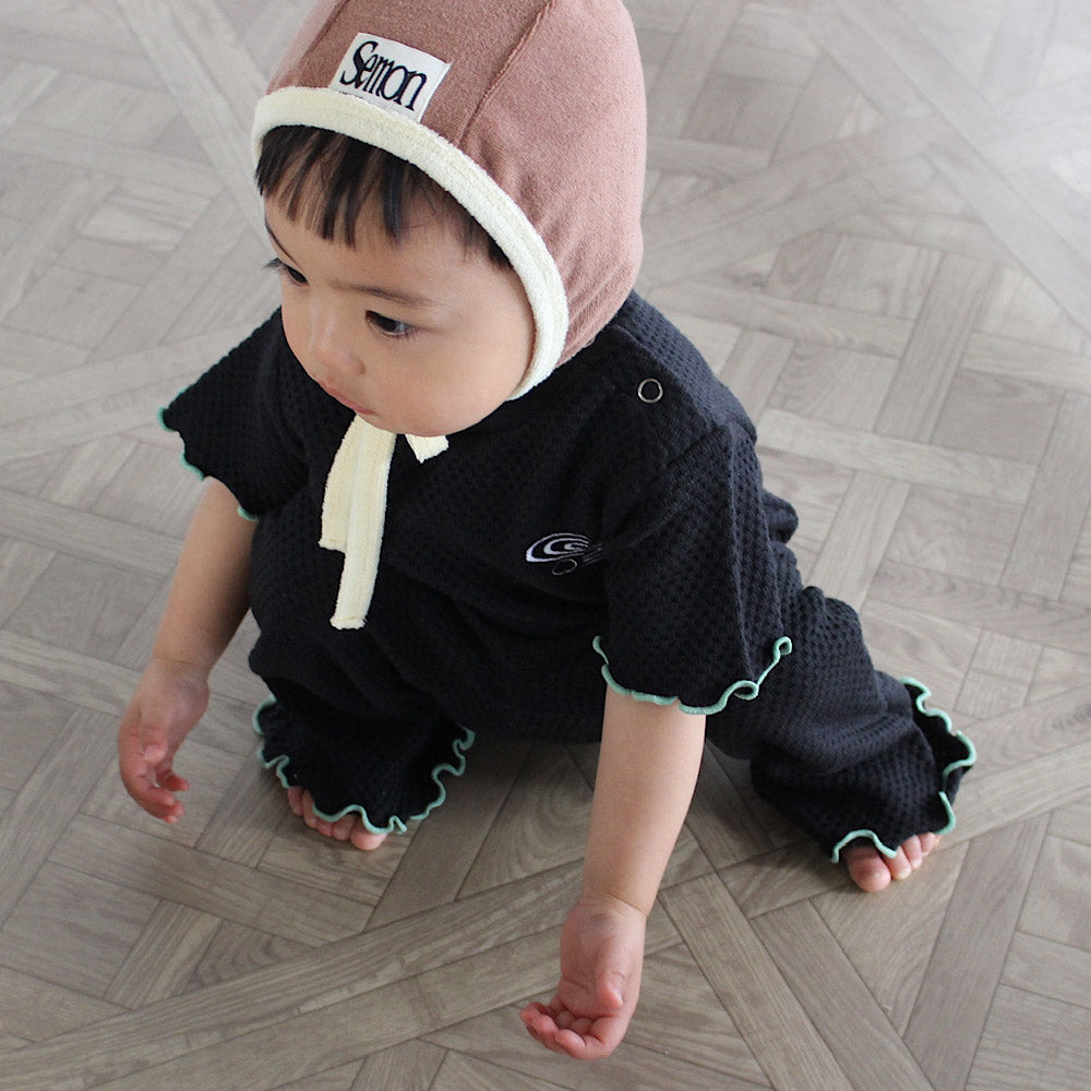 WAFFLE EMBROIDERED HALF SLEEVE TEE