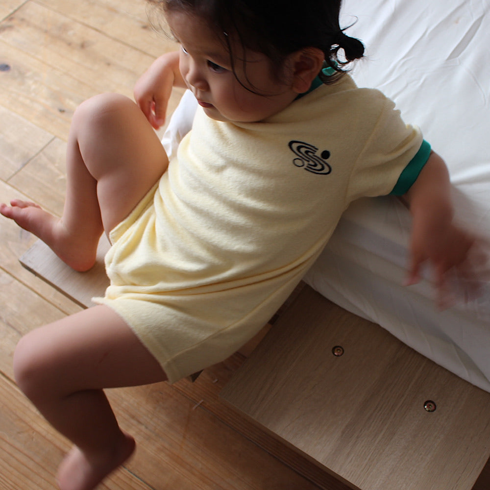 PILE PIPING HALF SLEEVE ROMPERS