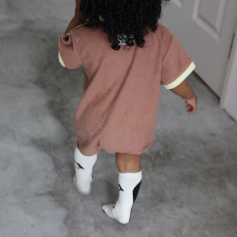 PILE PIPING HALF SLEEVE ROMPERS