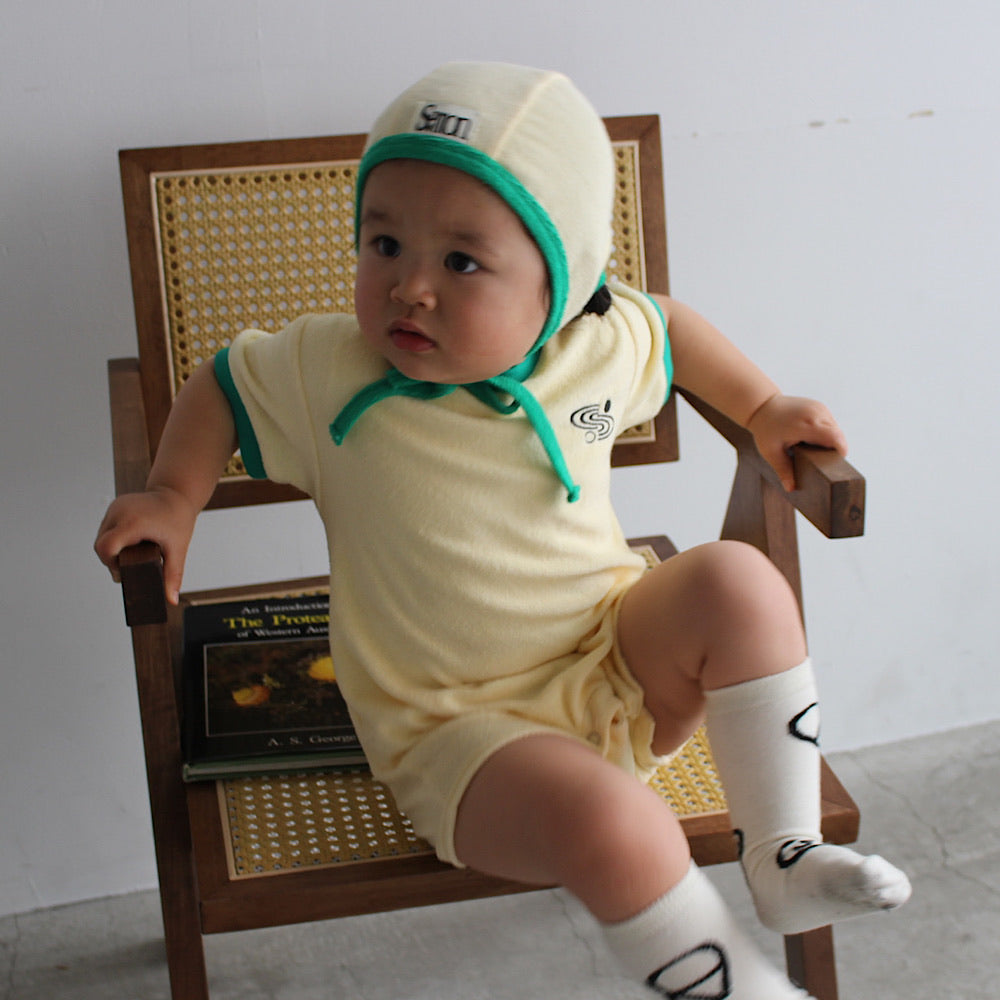 PILE PIPING HALF SLEEVE ROMPERS