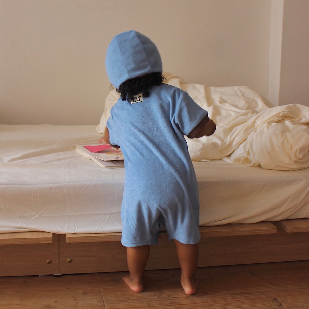 PILE PIPING HALF SLEEVE ROMPERS