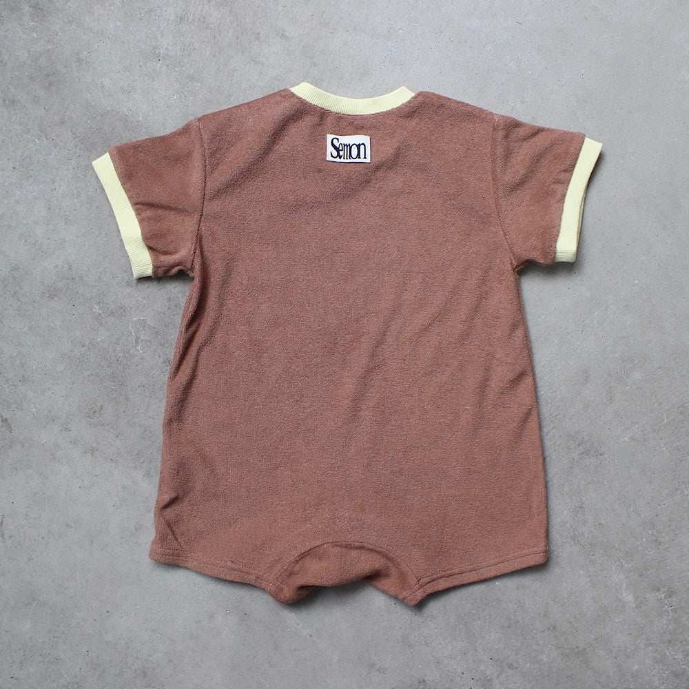 PILE PIPING HALF SLEEVE ROMPERS