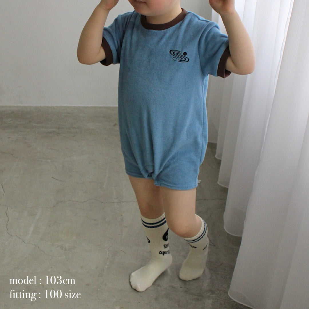 PILE PIPING HALF SLEEVE ROMPERS