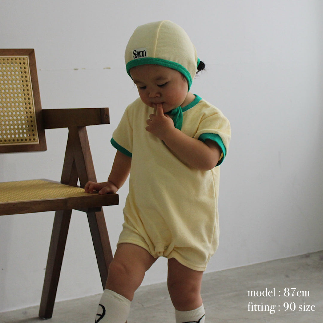 PILE PIPING HALF SLEEVE ROMPERS