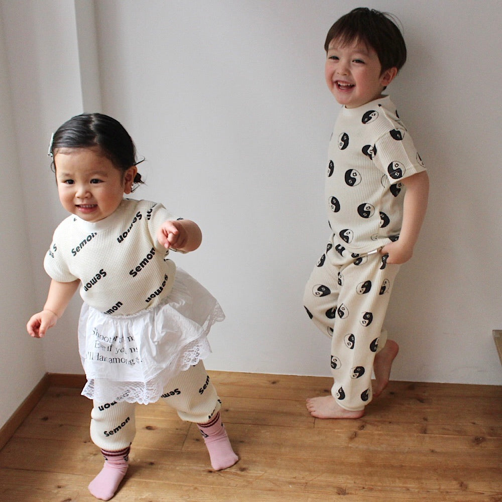 WAFFLE PRINT HALF SLEEVE TEE