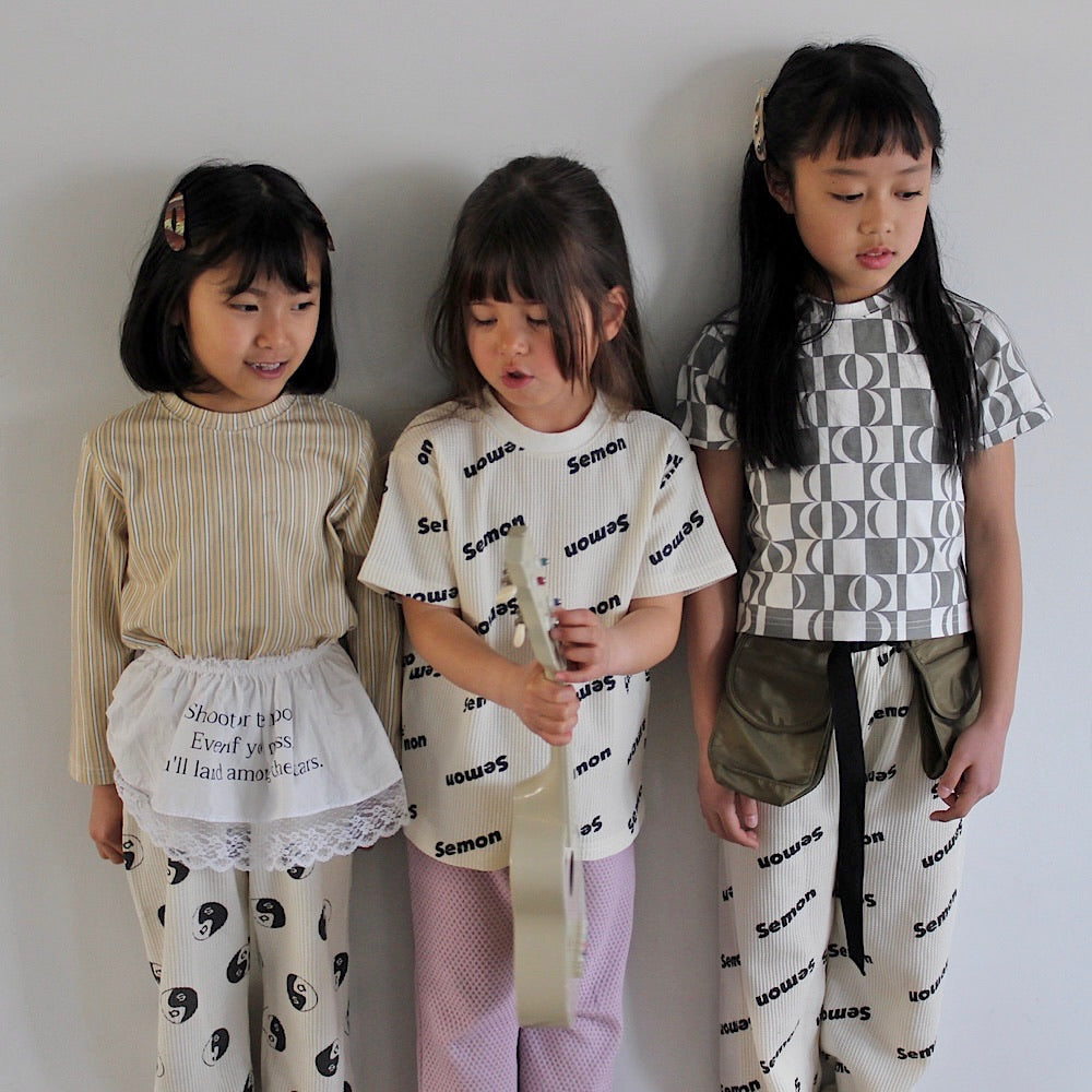 WAFFLE PRINT HALF SLEEVE TEE