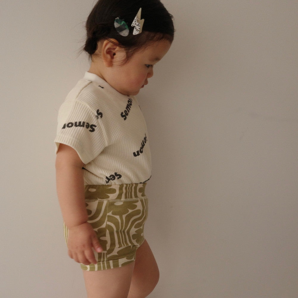 WAFFLE PRINT HALF SLEEVE TEE