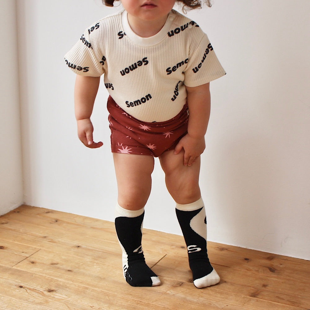 WAFFLE PRINT HALF SLEEVE TEE