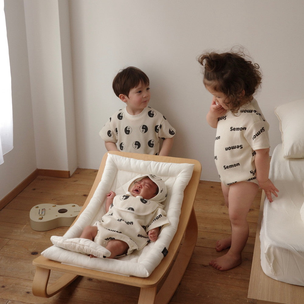 WAFFLE PRINT HALF SLEEVE ROMPERS