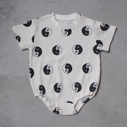 WAFFLE PRINT HALF SLEEVE ROMPERS