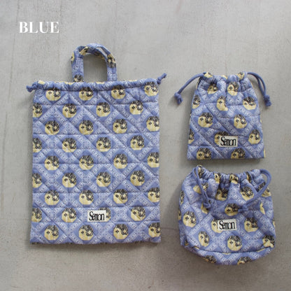 3SET QUILTED DRAWSTRING BAGS