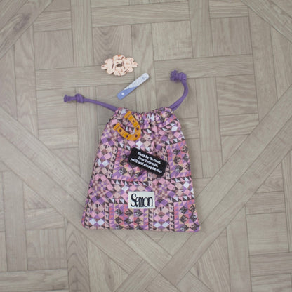 3SET QUILTED DRAWSTRING BAGS