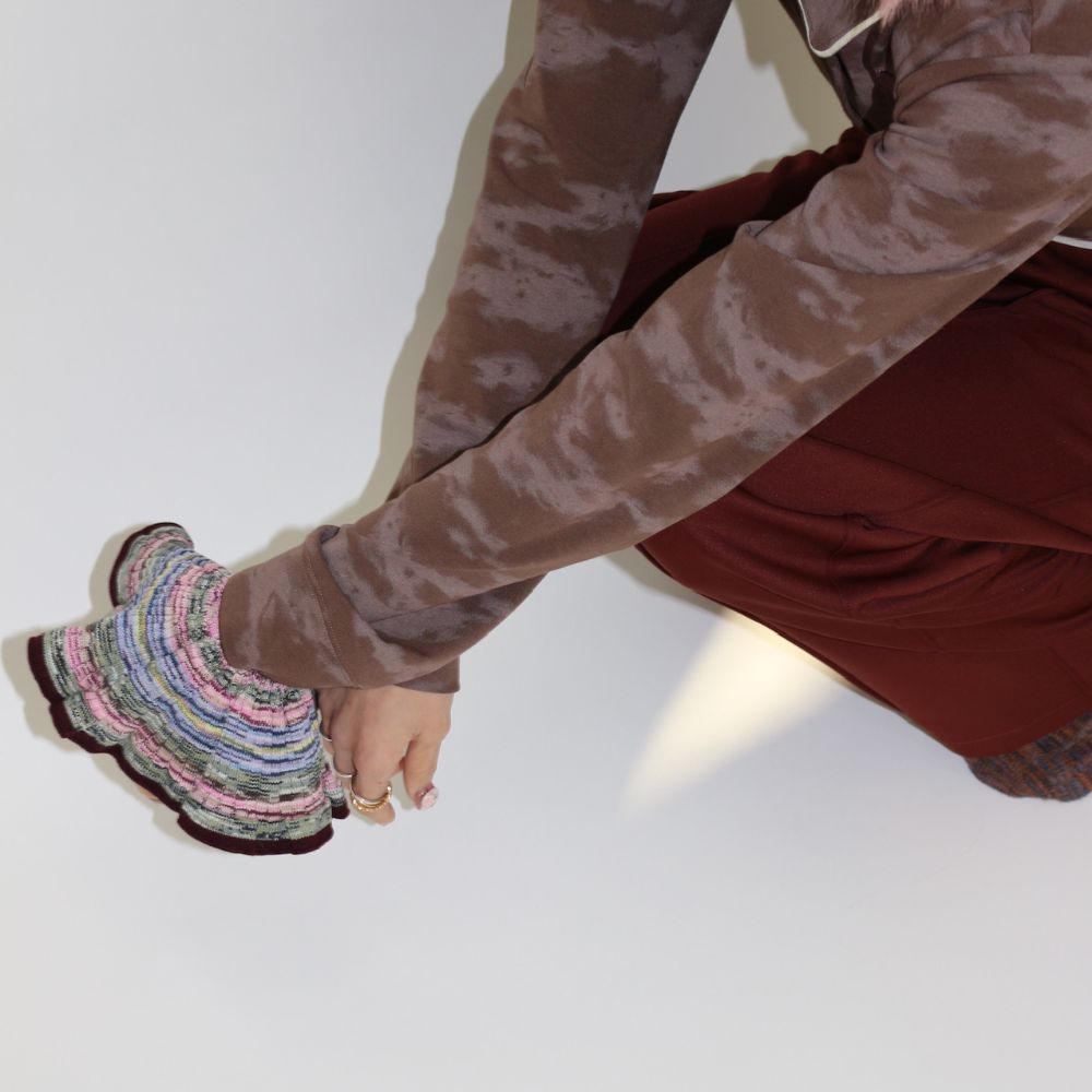 MIXED BORDER KNIT SCRUNCHIE